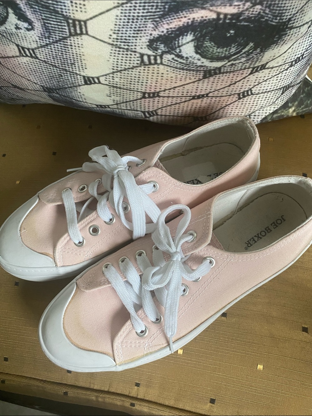 Joe Boxer Pink Canvas Low-Top Sneakers with White Accents